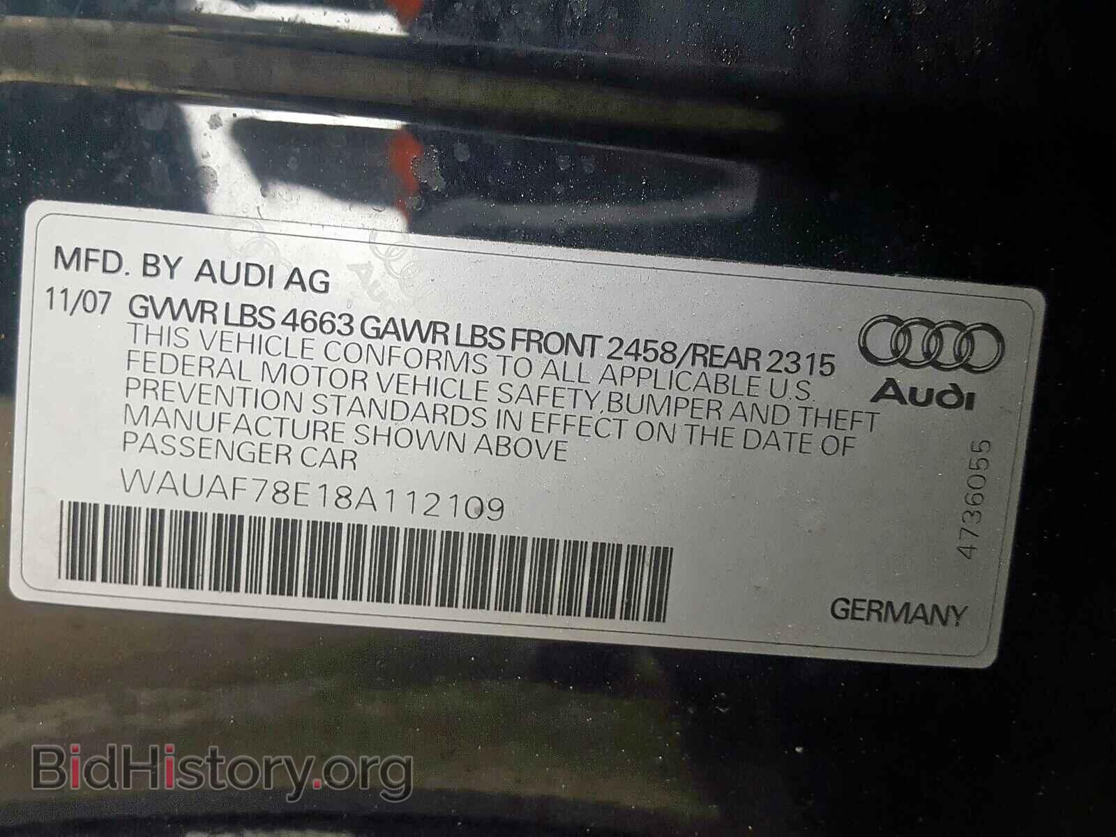 2008 AUDI A4 - VIN: WAUAF78E18A112109 - Фото 10