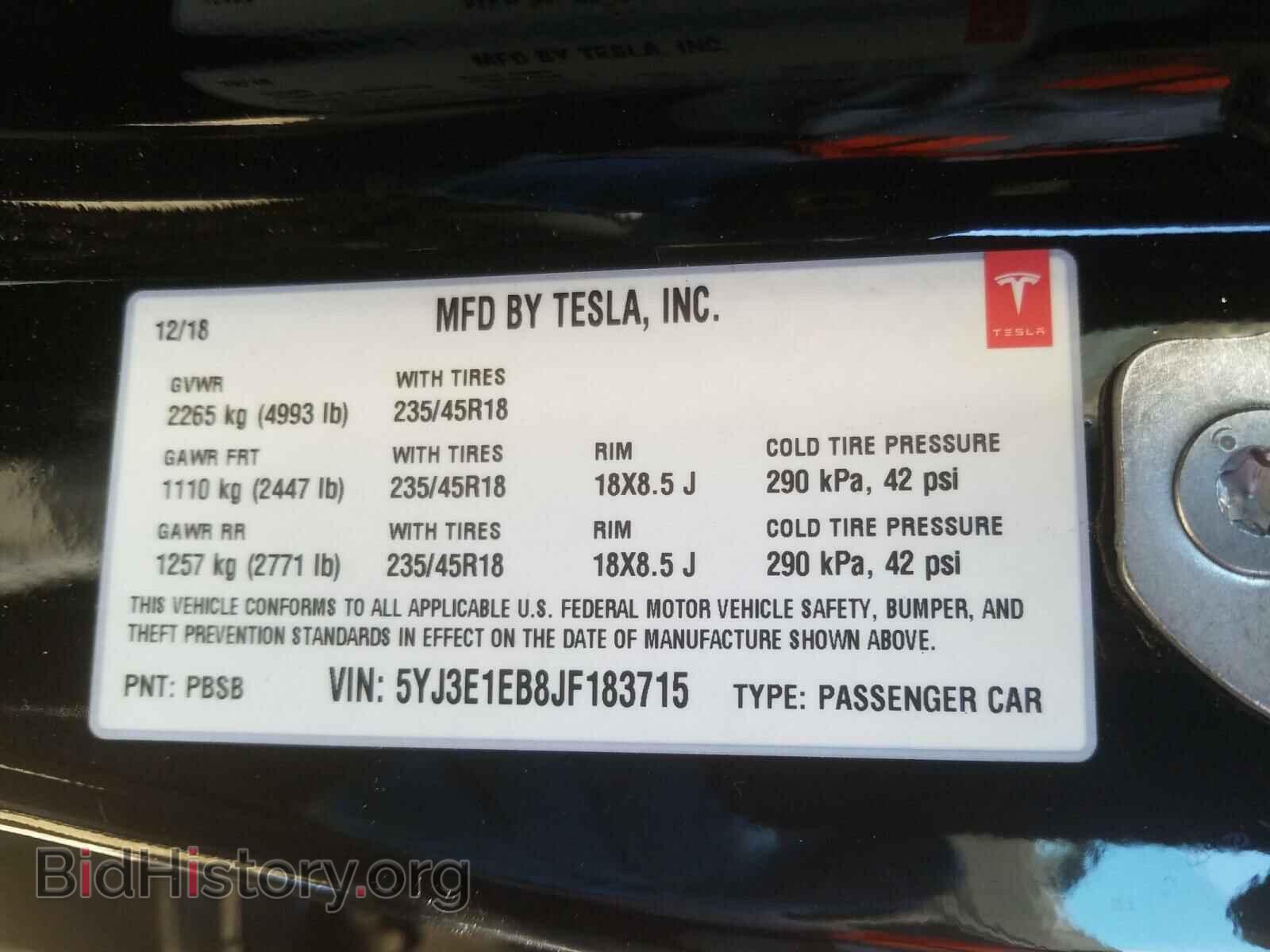 2018 TESLA MODEL 3 - VIN: 5YJ3E1EB8JF183715 - Фото 10