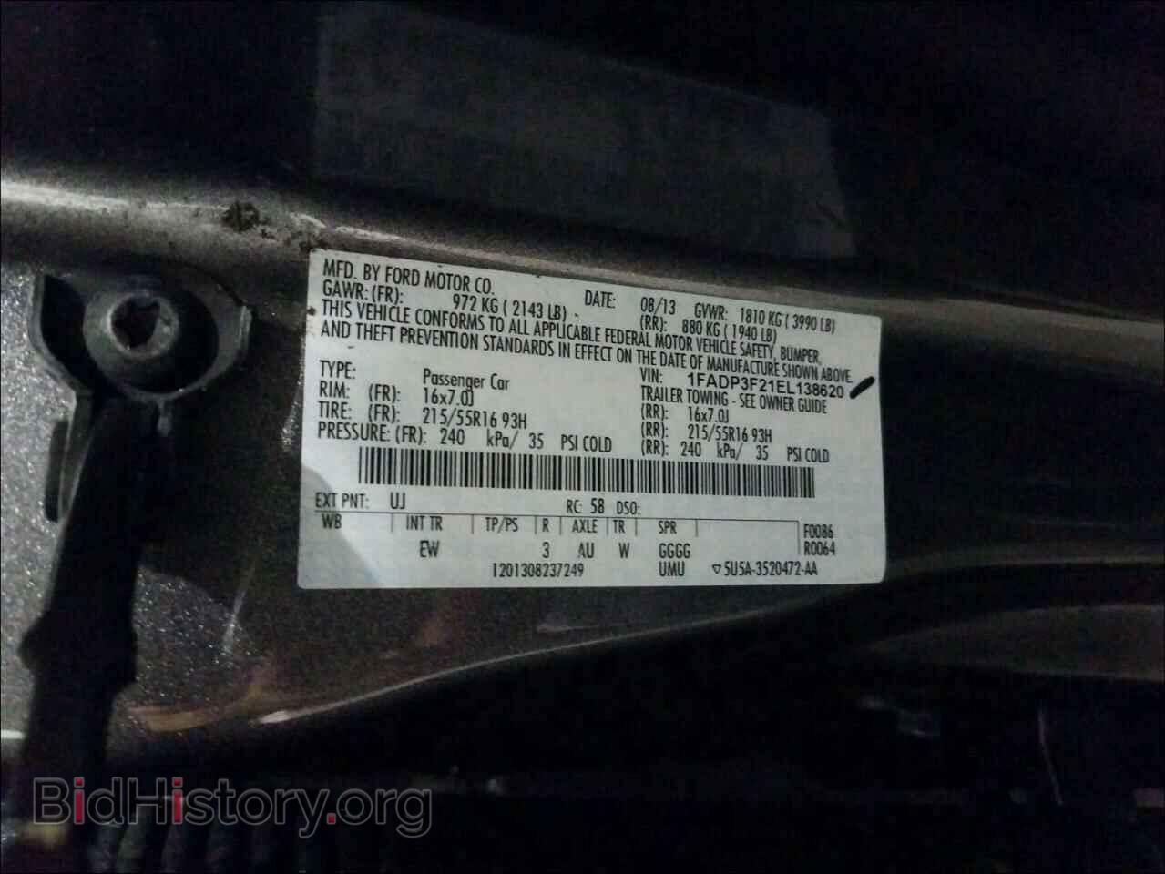 2014 FORD FOCUS - VIN: 1FADP3F21EL138620 - Фото 10