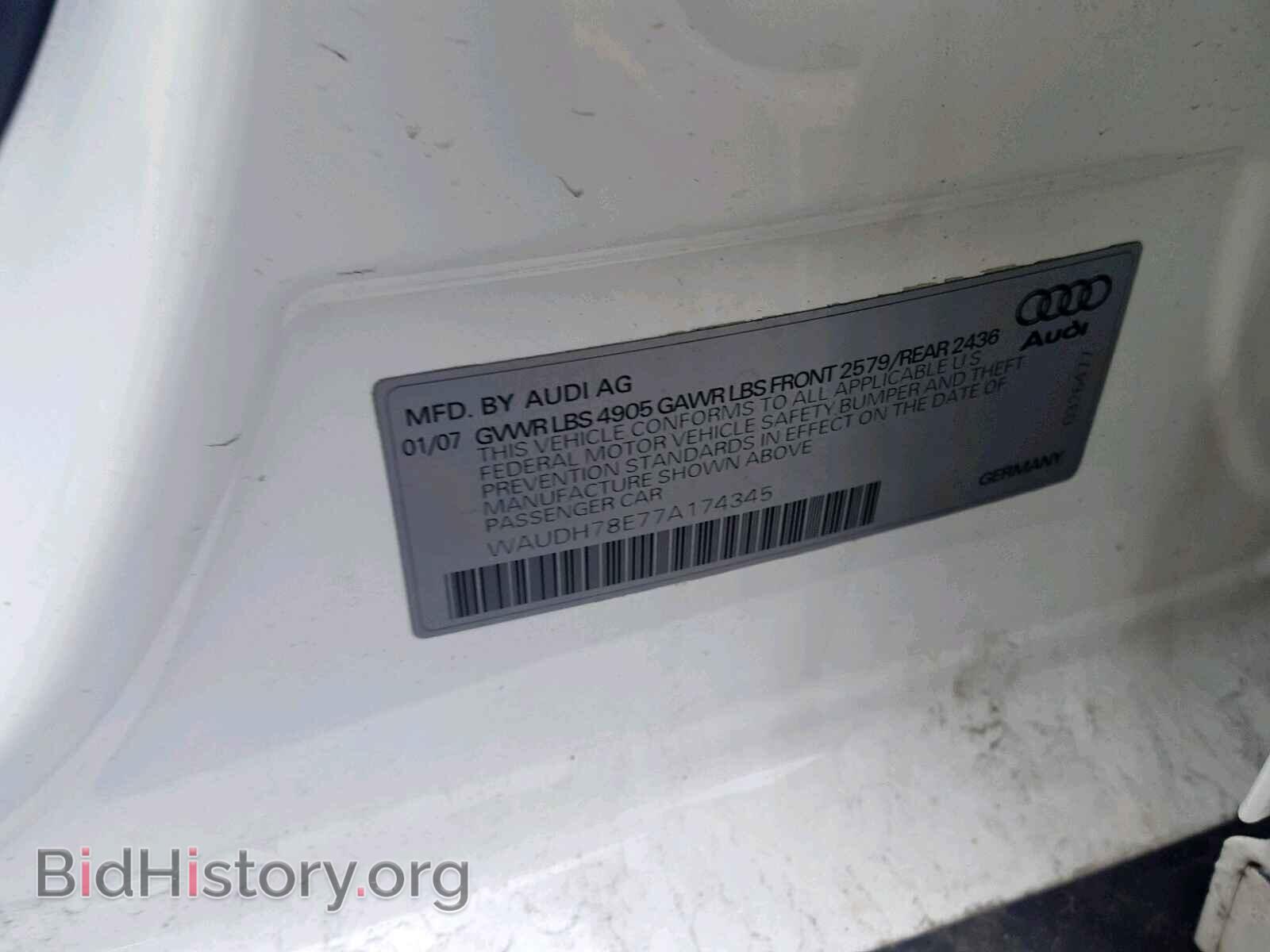 2007 AUDI A4 - VIN: WAUDH78E77A174345 - Фото 10