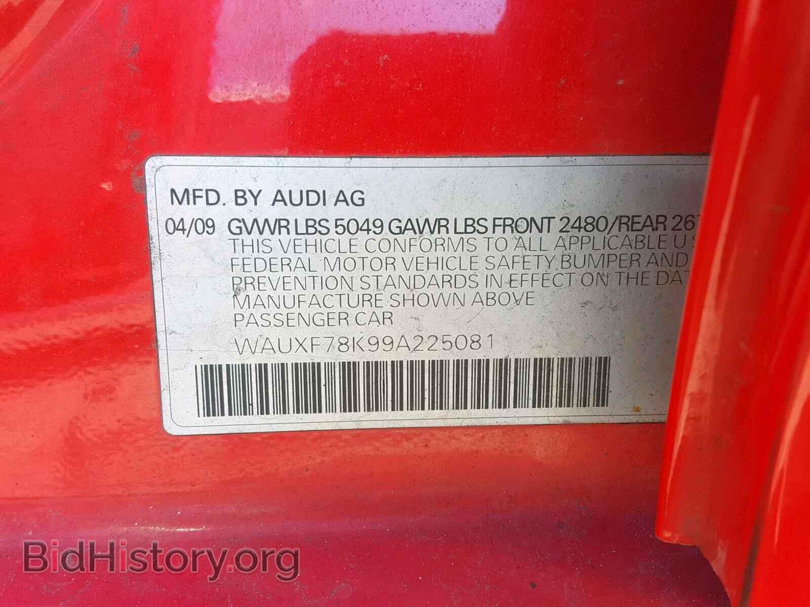 2009 AUDI A4 - VIN: WAUXF78K99A225081 - Фото 10