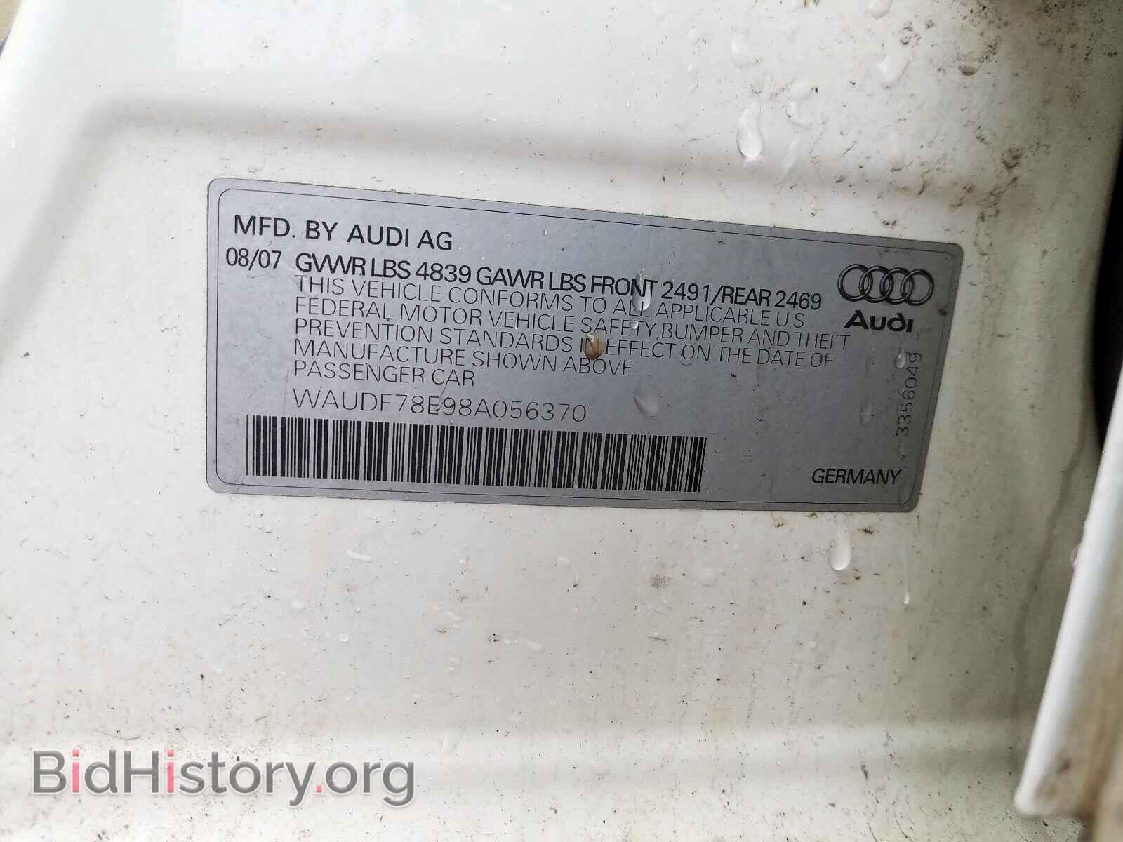 2008 AUDI A4 - VIN: WAUDF78E98A056370 - Фото 10