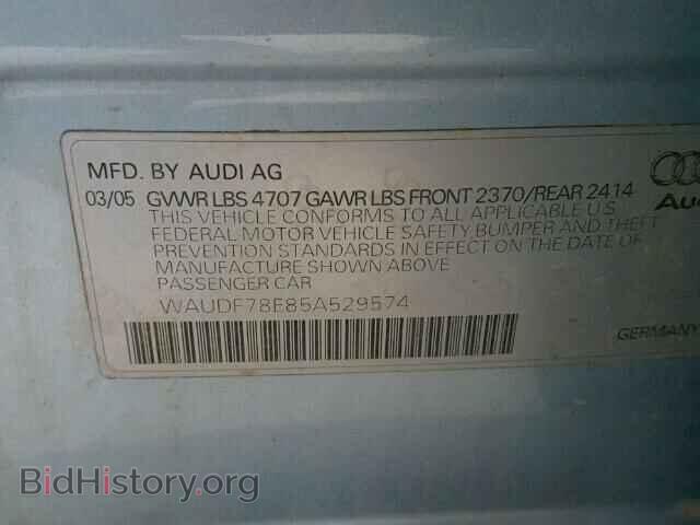 2005 AUDI A4 - VIN: WAUDF78E85A529574 - Фото 10