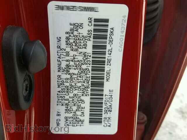 2013 TOYOTA COROLLA BA - VIN: 5YFBU4EE7DP123721 - Фото 10