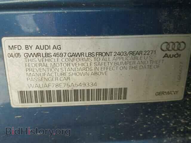 2005 AUDI A4 - VIN: WAUAF78E75A549334 - Фото 10