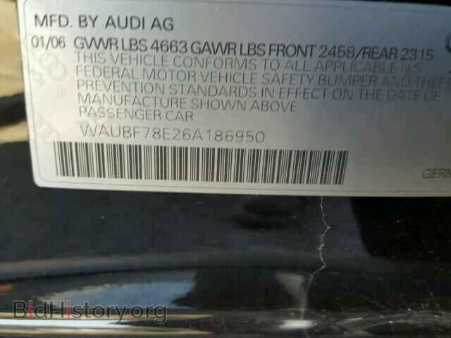 2006 AUDI A4 - VIN: WAUBF78E26A186950 - Фото 9