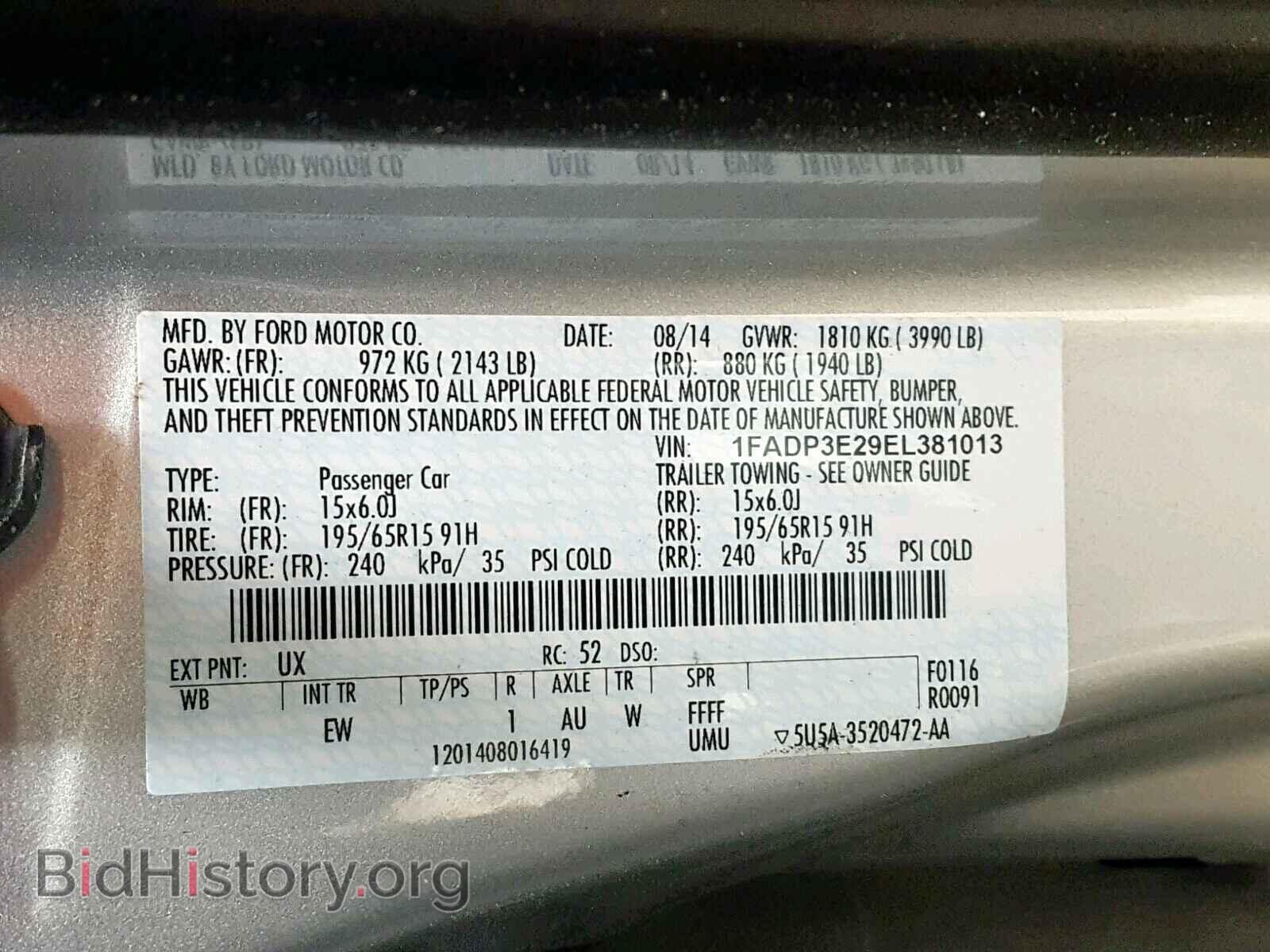 2014 FORD FOCUS - VIN: 1FADP3E29EL381013 - Фото 10