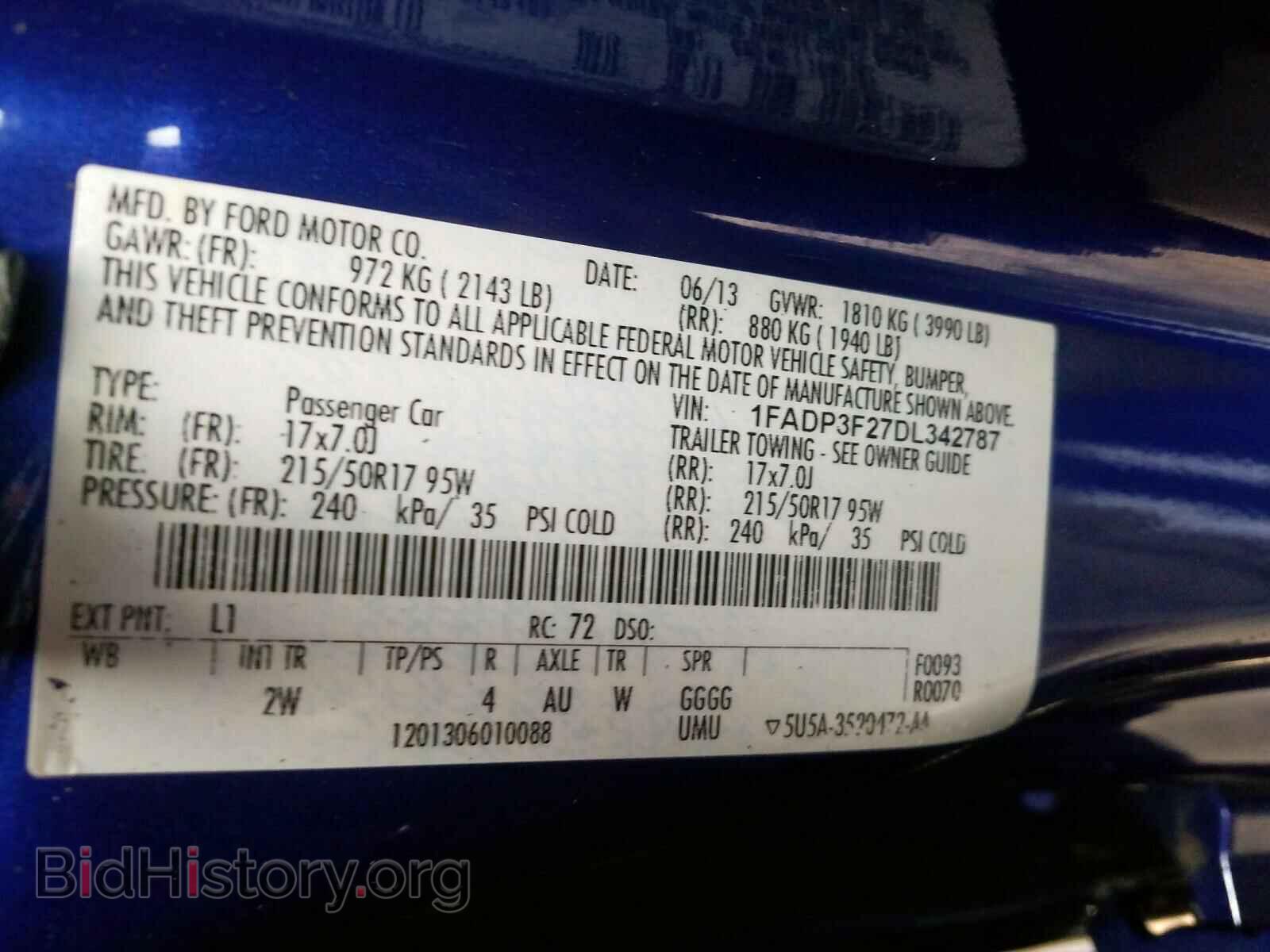 2013 FORD FOCUS - VIN: 1FADP3F27DL342787 - Фото 10