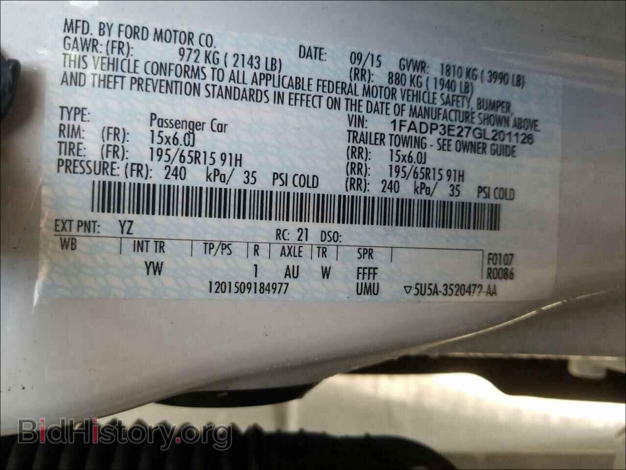 2016 FORD FOCUS - VIN: 1FADP3E27GL201126 - Фото 10