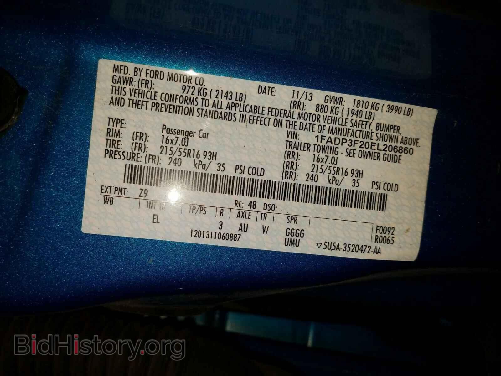 2014 FORD FOCUS - VIN: 1FADP3F20EL206860 - Фото 10