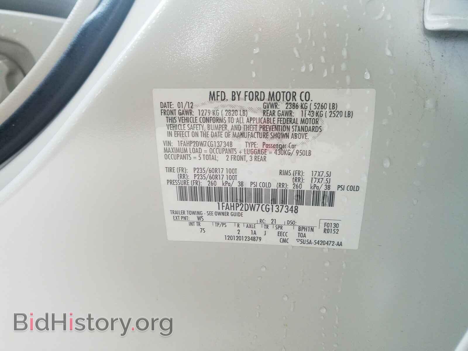 2012 FORD TAURUS - VIN: 1FAHP2DW7CG137348 - Photo 10