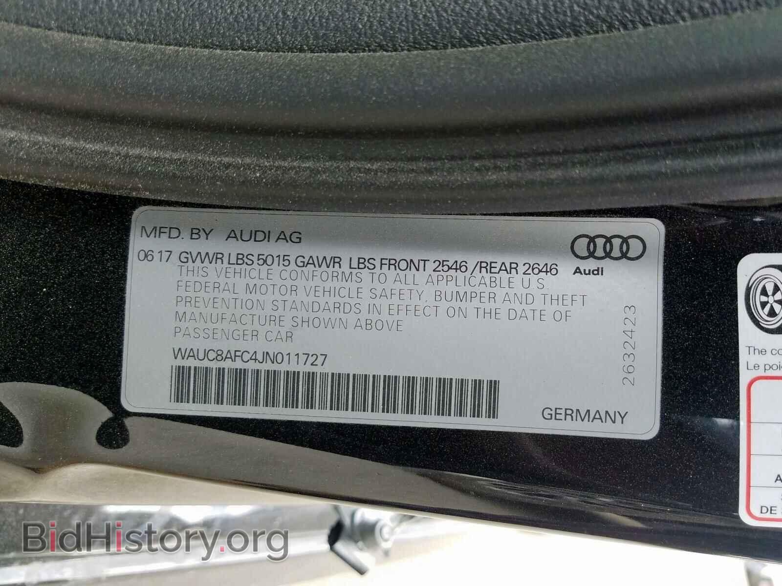 2018 AUDI A6 - VIN: WAUC8AFC4JN011727 - Фото 10