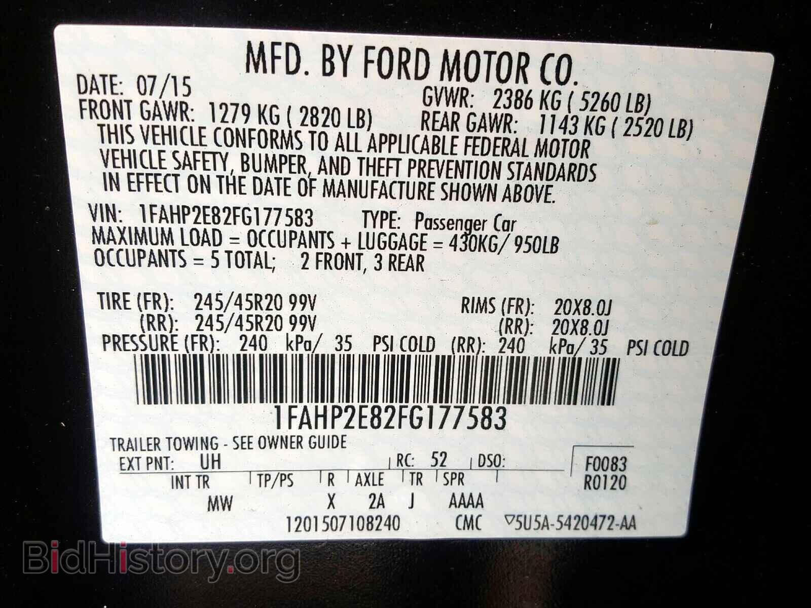 2015 FORD TAURUS - VIN: 1FAHP2E82FG177583 - Фото 10