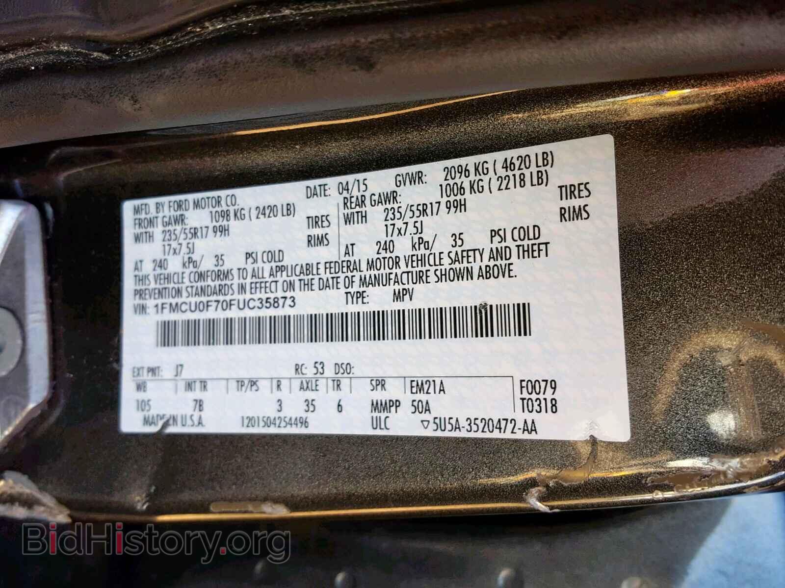 2015 FORD ESCAPE S - VIN: 1FMCU0F70FUC35873 - Photo 10