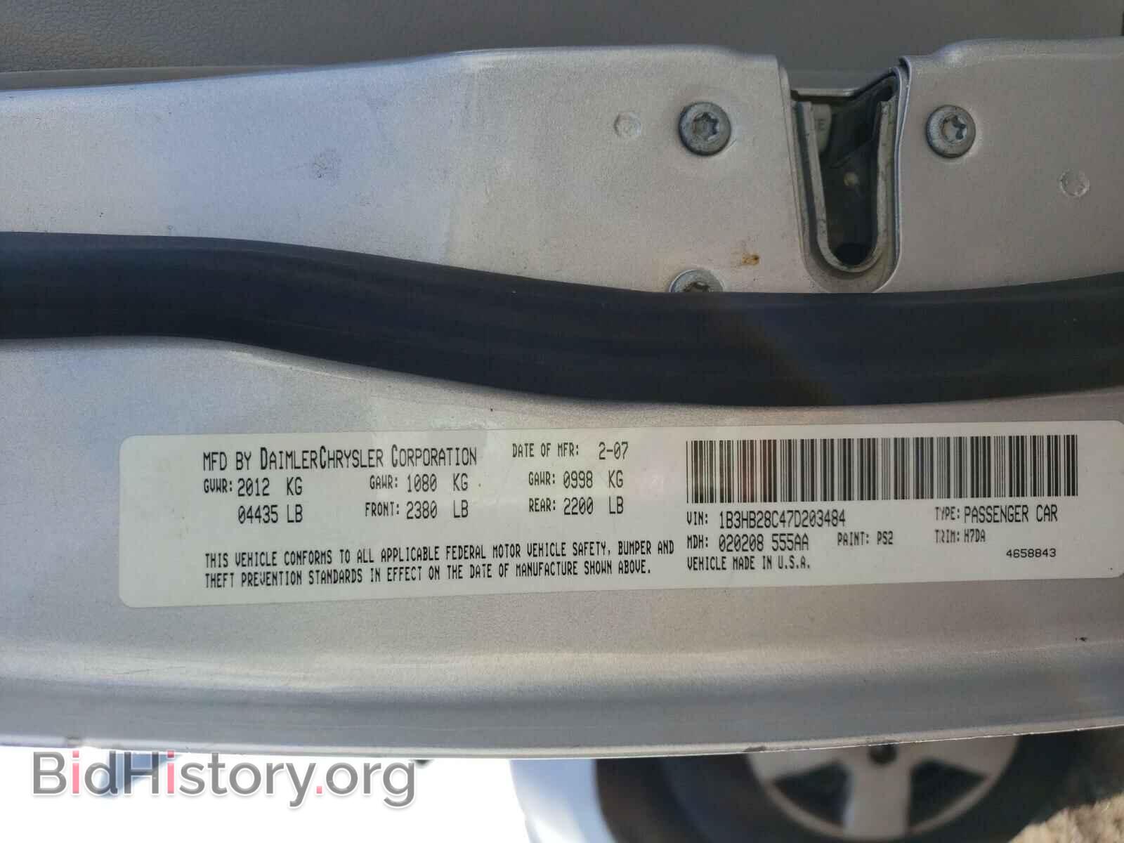 2007 DODGE CALIBER - VIN: 1B3HB28C47D203484 - Photo 10