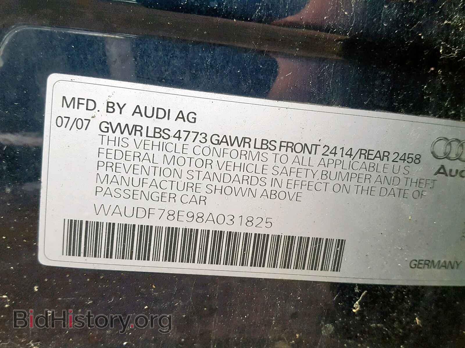 2008 AUDI A4 - VIN: WAUDF78E98A031825 - Photo 10