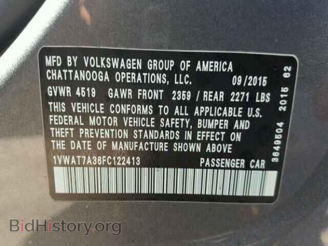 2015 VOLKSWAGEN PASSAT - VIN: 1VWAT7A36FC122413 - Фото 10