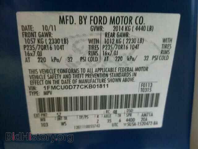 2012 FORD ESCAPE - VIN: 1FMCU0D77CKB01811 - Фото 10
