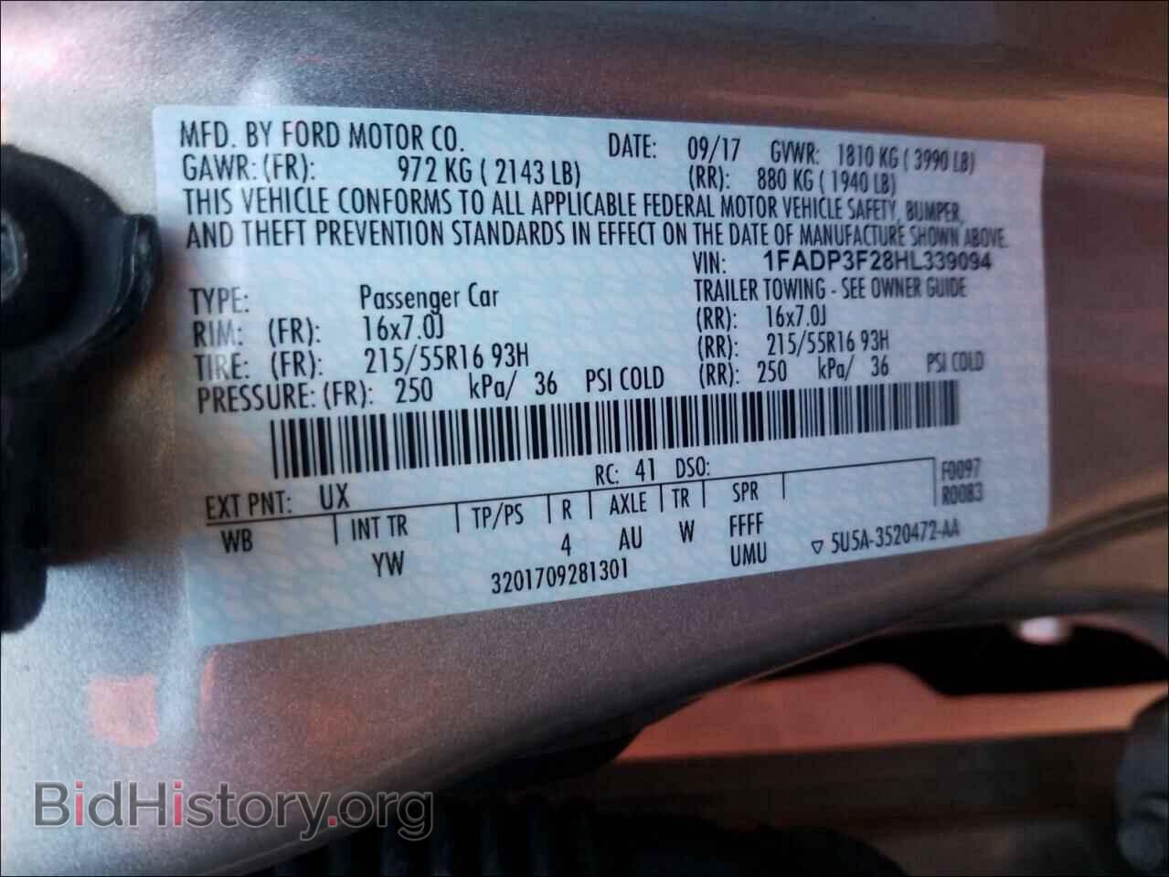2017 FORD FOCUS - VIN: 1FADP3F28HL339094 - Фото 10