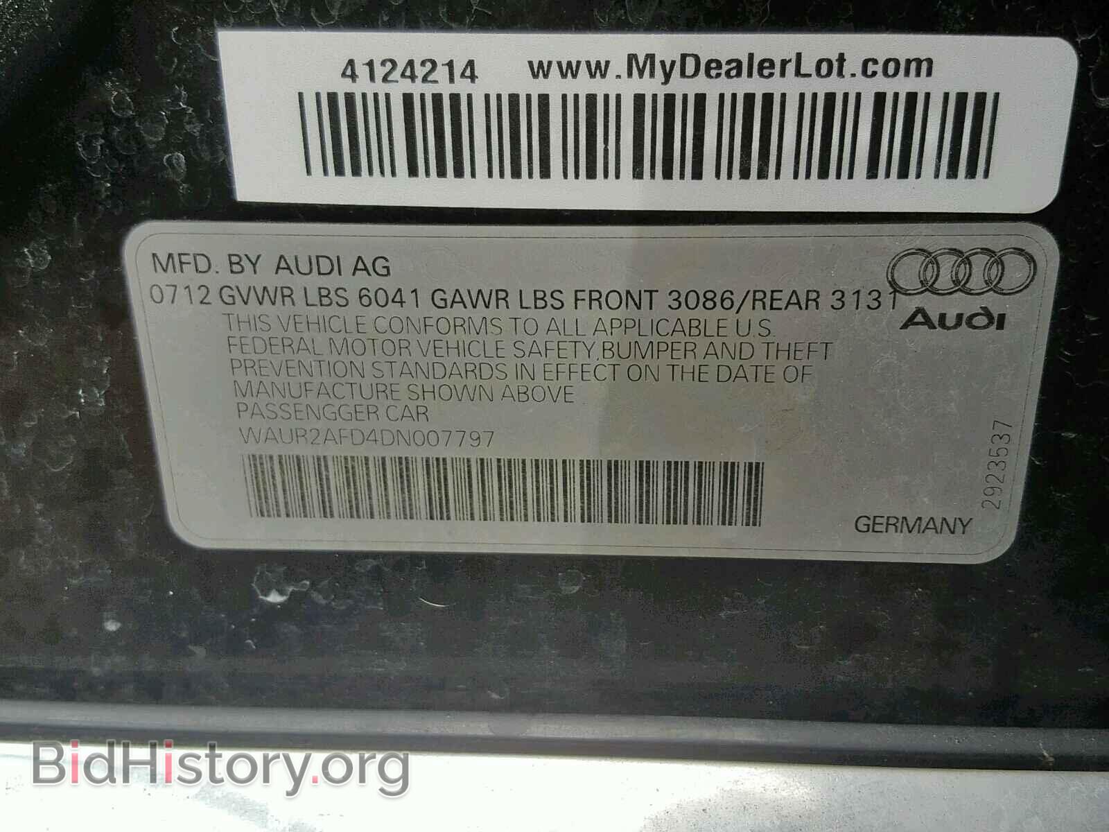 2013 AUDI A8 - VIN: WAUR2AFD4DN007797 - Photo 10