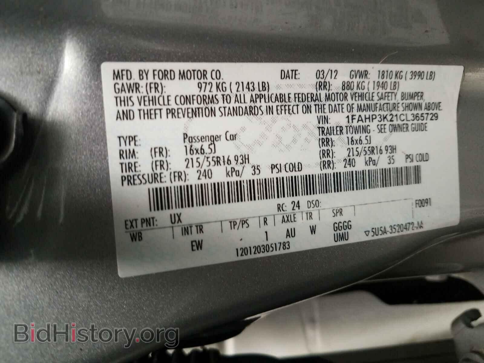 2012 FORD FOCUS - VIN: 1FAHP3K21CL365729 - Photo 10