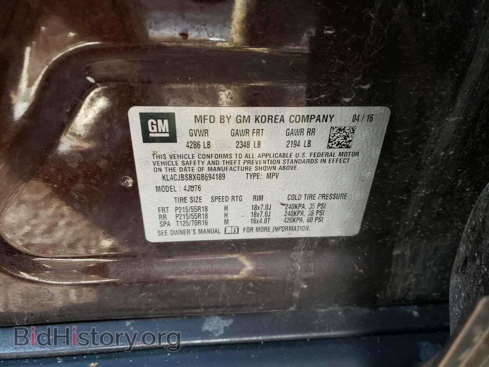2016 BUICK ENCORE - VIN: KL4CJBSBXGB694189 - Photo 10