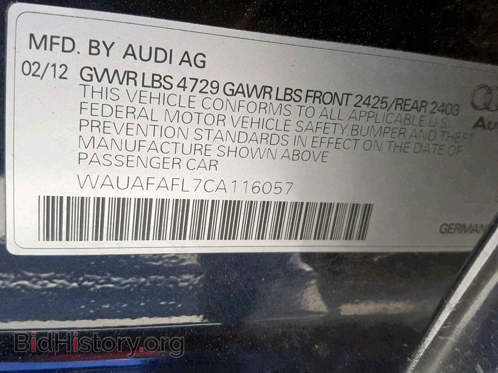 2012 AUDI A4 - VIN: WAUAFAFL7CA116057 - Фото 10