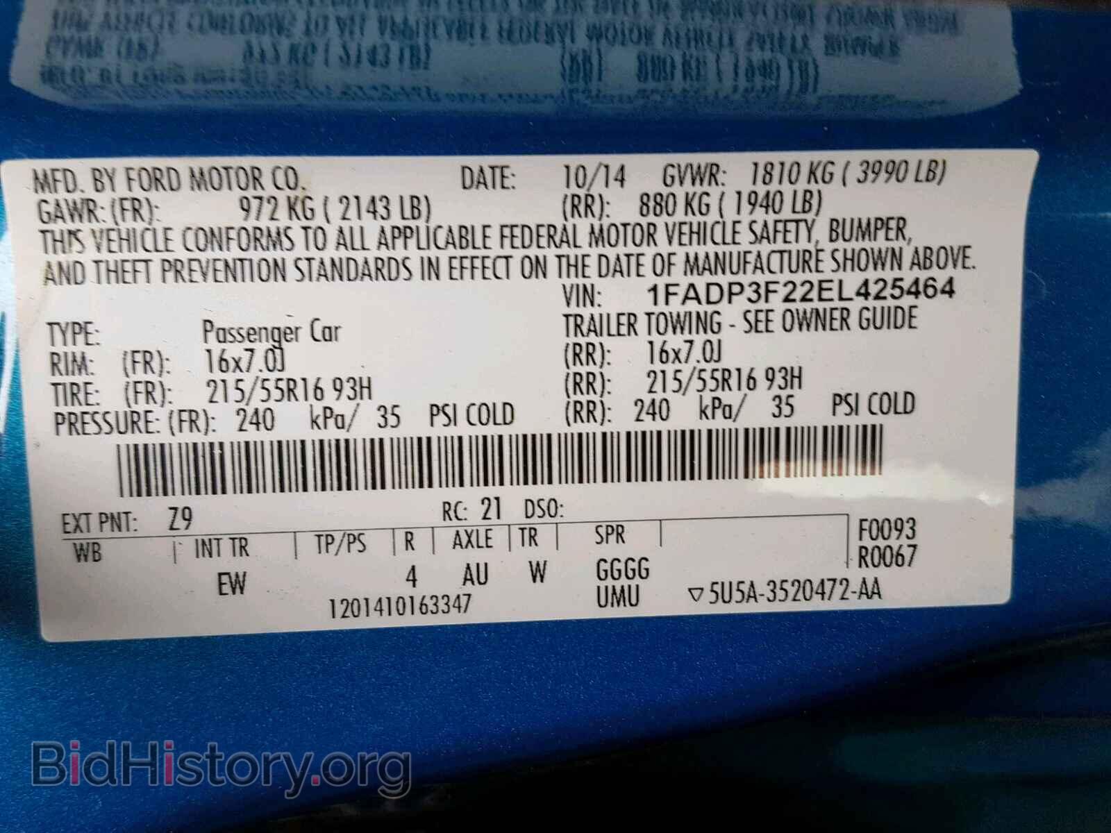2014 FORD FOCUS SE - VIN: 1FADP3F22EL425464 - Фото 10