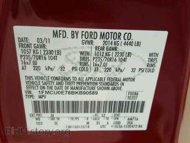 2011 FORD ESCAPE - VIN: 1FMCU0E78BKB90589 - Фото 10
