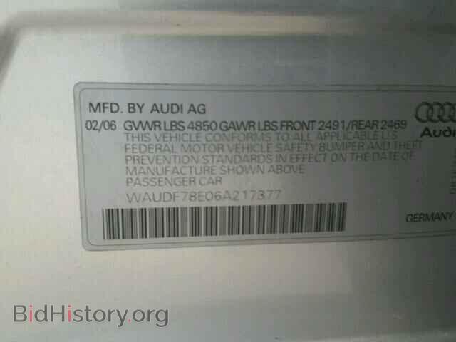 2006 AUDI A4 - VIN: WAUDF78E06A217377 - Фото 10