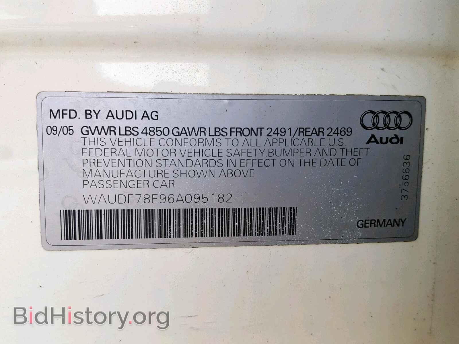 2006 AUDI A4 - VIN: WAUDF78E96A095182 - Фото 10