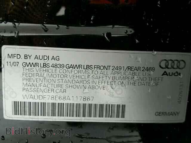 2008 AUDI A4 - VIN: WAUDF78E68A117867 - Фото 10