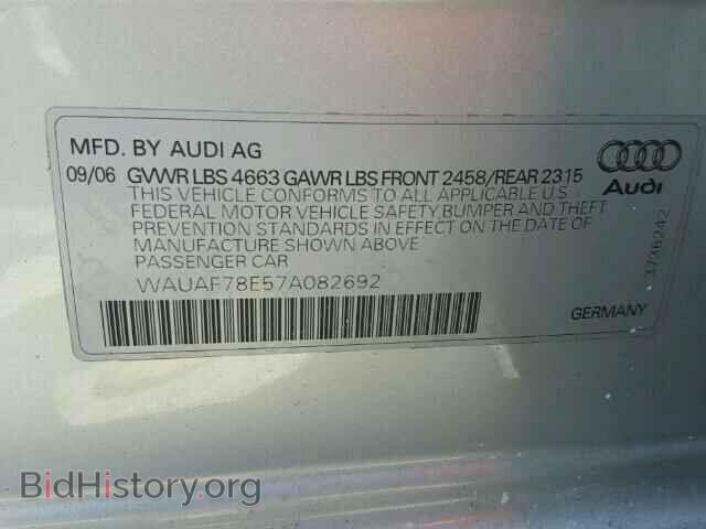 2007 AUDI A4 - VIN: WAUAF78E57A082692 - Фото 10