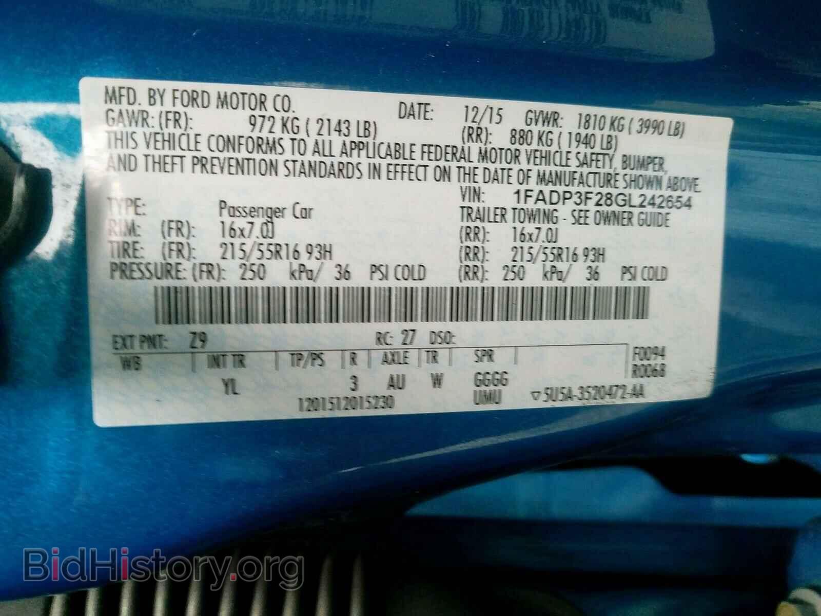 2016 FORD FOCUS - VIN: 1FADP3F28GL242654 - Фото 10