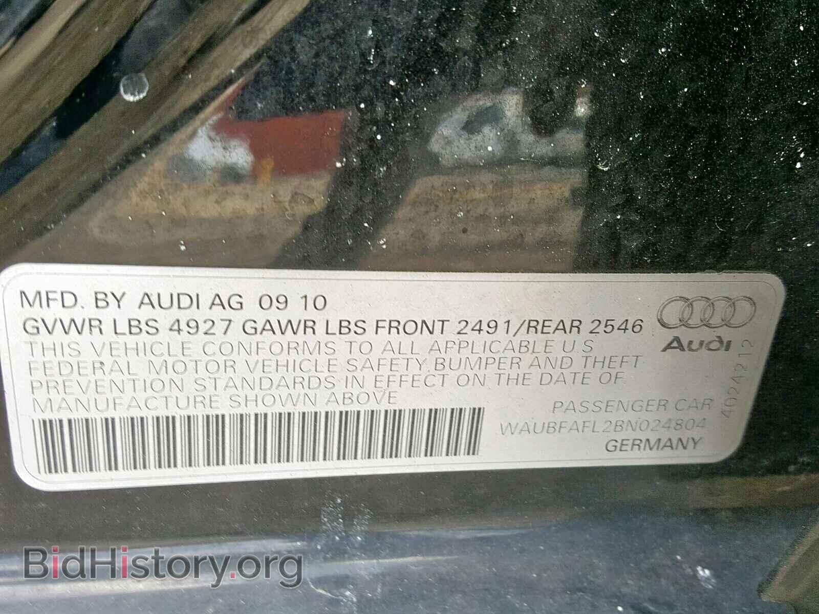 2011 AUDI A4 - VIN: WAUBFAFL2BN024804 - Фото 10