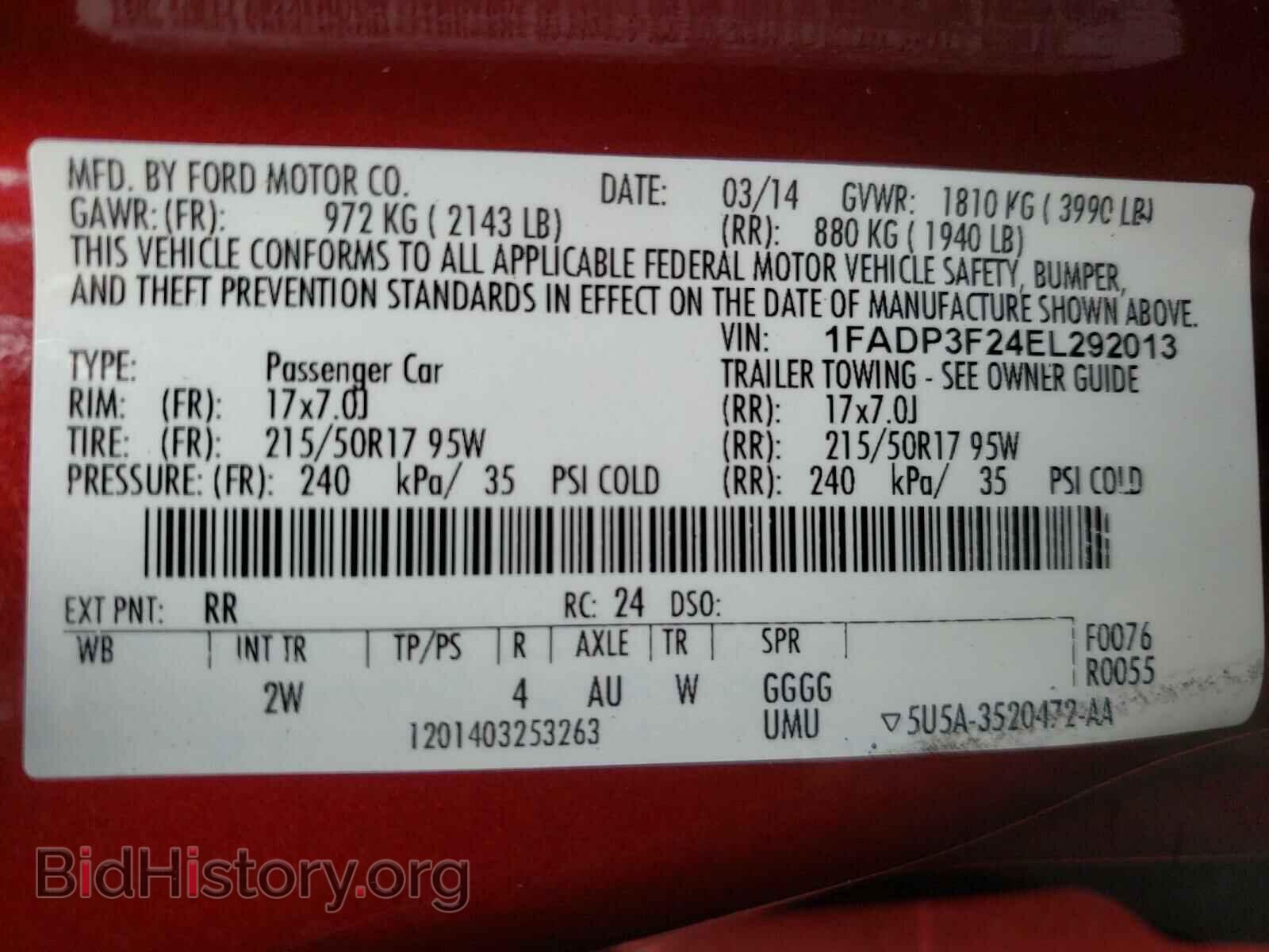 2014 FORD FOCUS - VIN: 1FADP3F24EL292013 - Фото 10