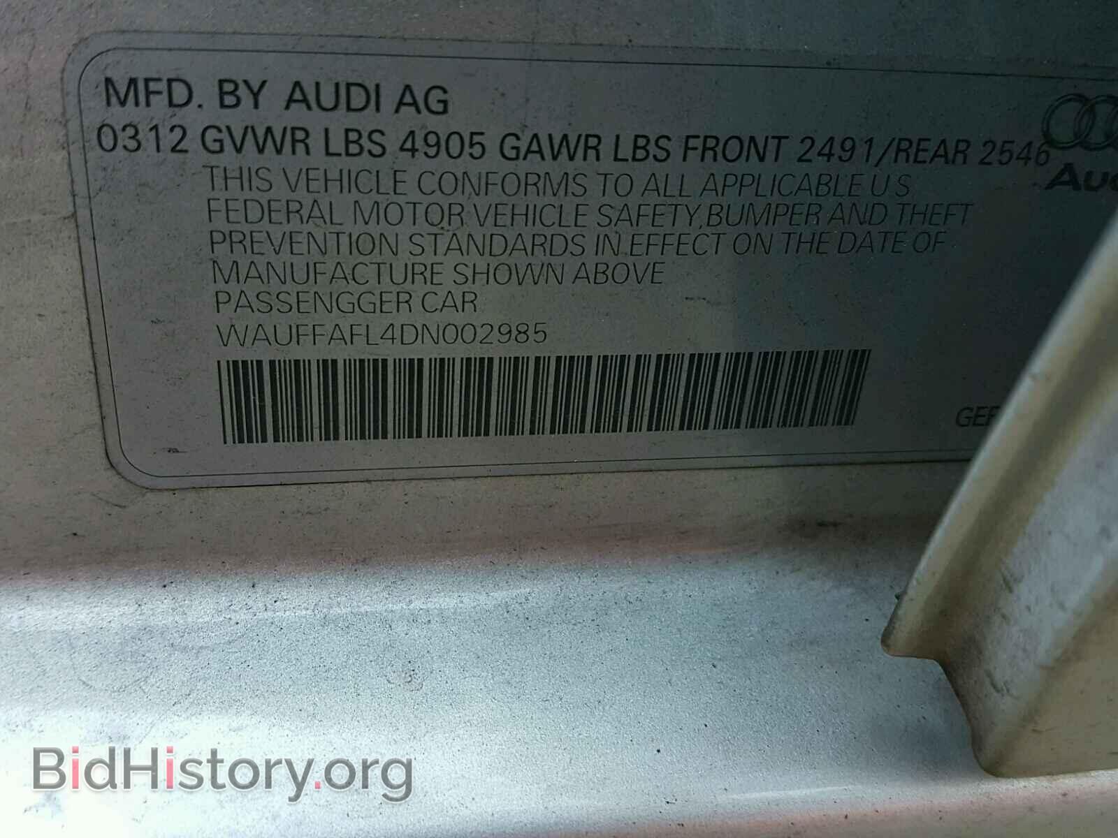 2013 AUDI A4 - VIN: WAUFFAFL4DN002985 - Фото 10