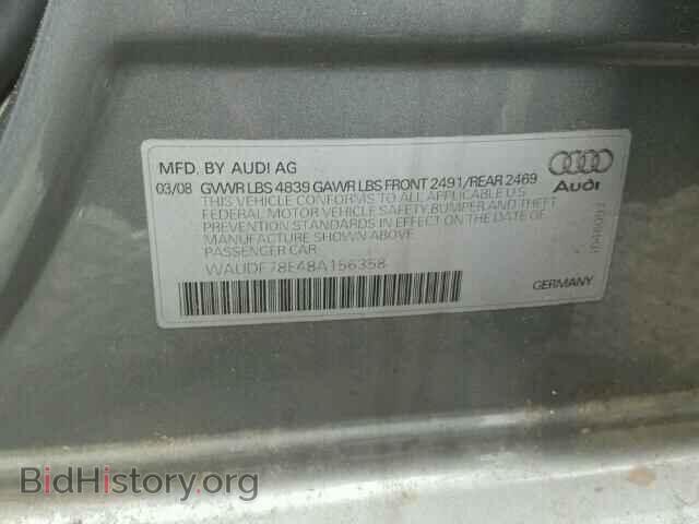 2008 AUDI A4 - VIN: WAUDF78E48A156358 - Фото 10