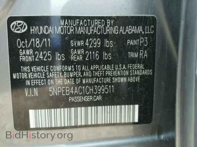 2012 HYUNDAI SONATA - VIN: 5NPEB4AC1CH399511 - Photo 10