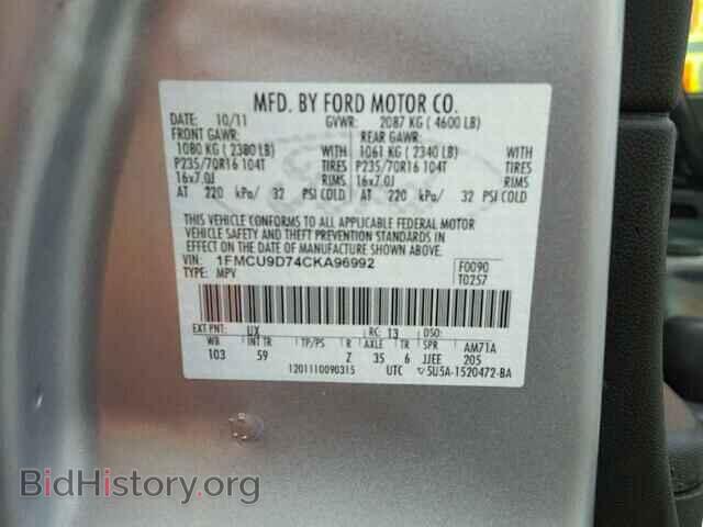 2012 FORD ESCAPE - VIN: 1FMCU9D74CKA96992 - Photo 10