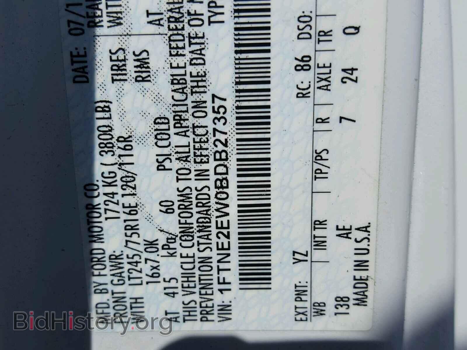 2011 FORD ECONOLINE - VIN: 1FTNE2EW0BDB27357 - Фото 10