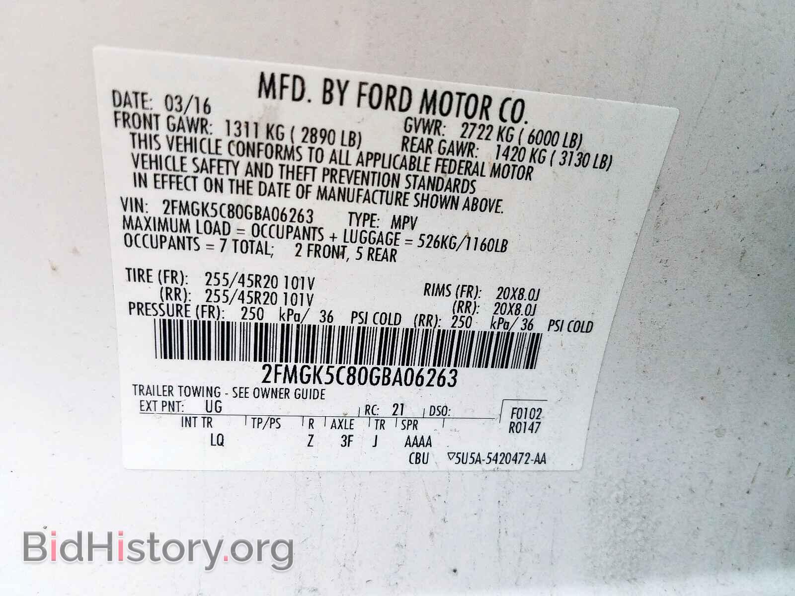 2016 FORD FLEX - VIN: 2FMGK5C80GBA06263 - Photo 10
