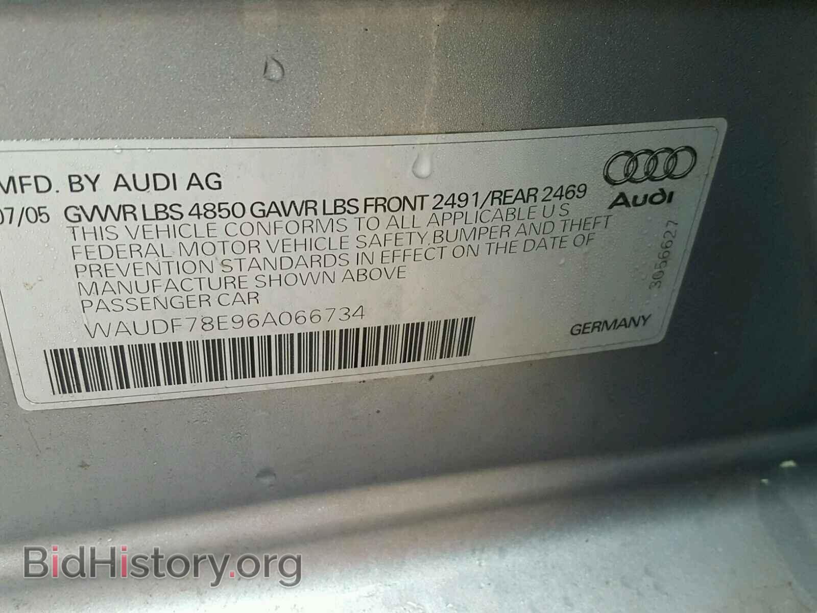 2006 AUDI A4 - VIN: WAUDF78E96A066734 - Фото 10