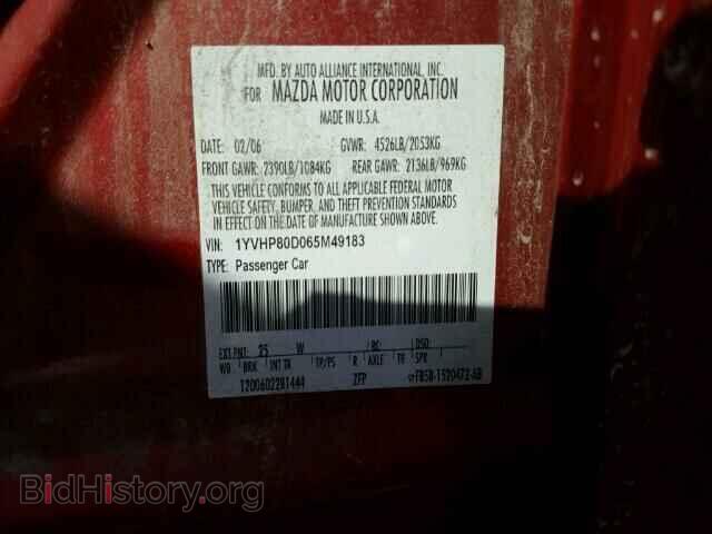 2006 MAZDA 6 - VIN: 1YVHP80D065M49183 - Photo 10