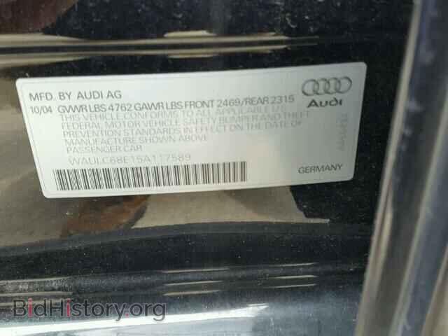 2005 AUDI A4 - VIN: WAULC68E15A117589 - Фото 10