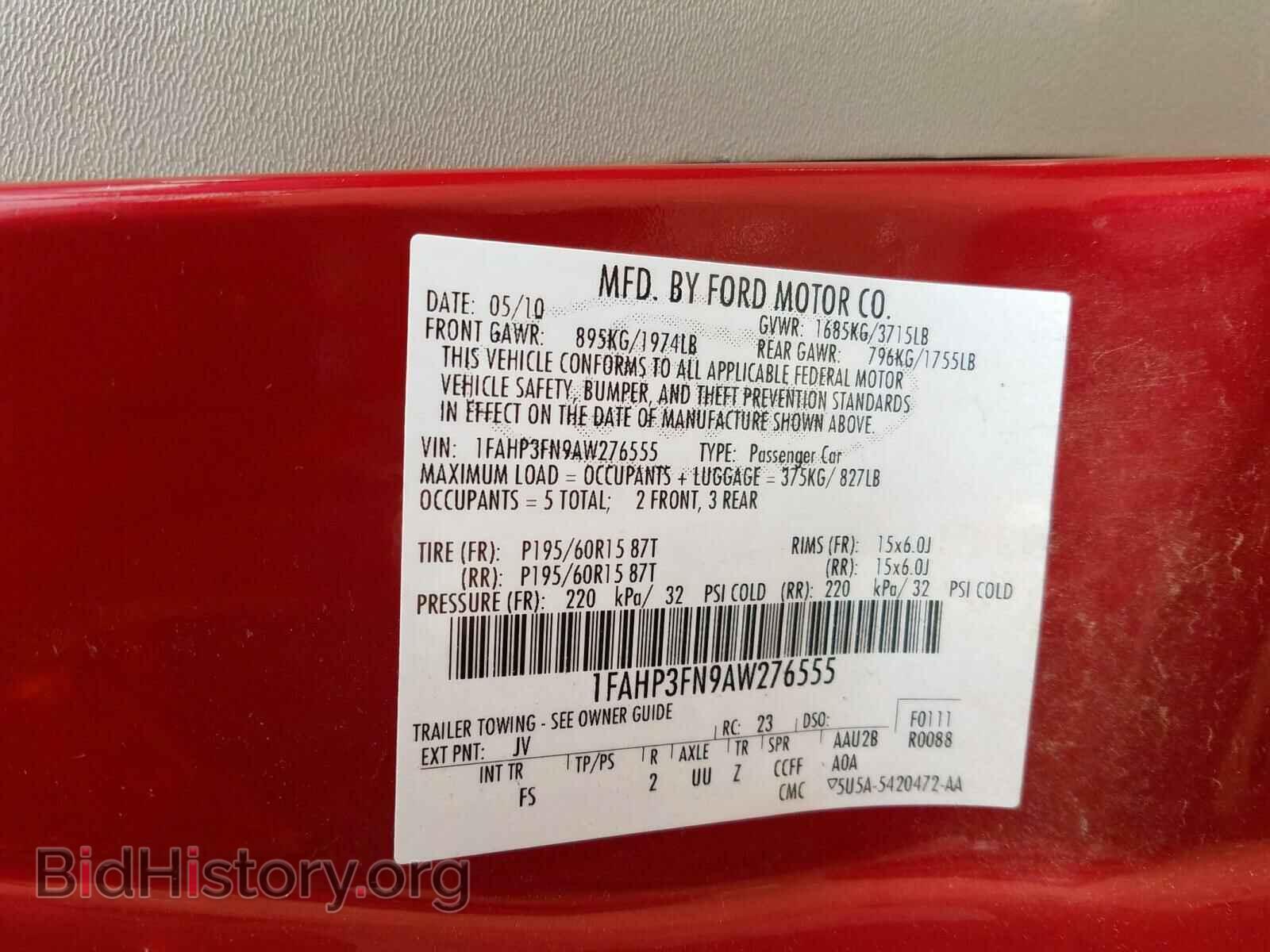 2010 FORD FOCUS - VIN: 1FAHP3FN9AW276555 - Фото 10