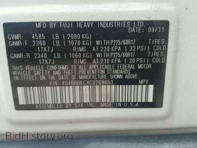 2012 SUBARU OUTBACK - VIN: 4S4BRBKCXC3209651 - Photo 10