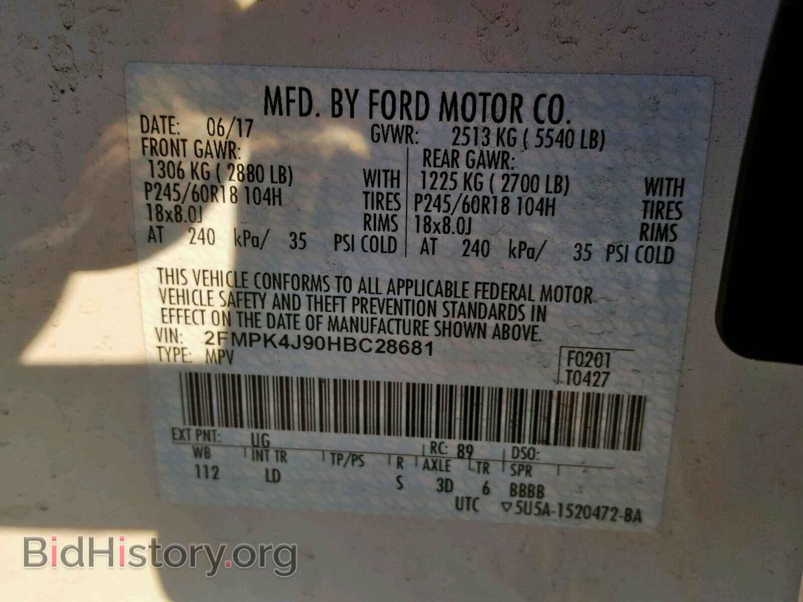 2017 FORD EDGE SEL - VIN: 2FMPK4J90HBC28681 - Photo 10