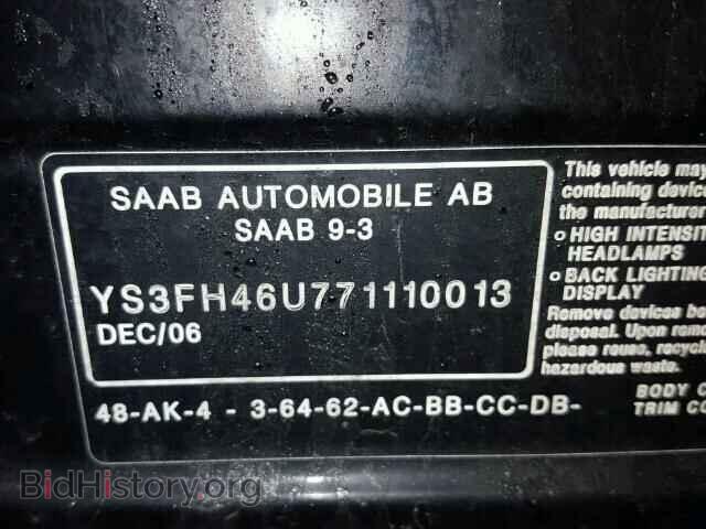 2007 SAAB 9 3 - VIN: YS3FH46U771110013 - Фото 10