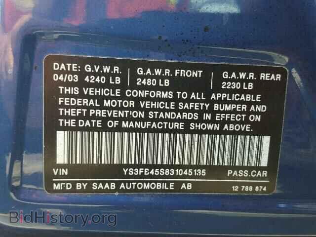 2003 SAAB 9 3 - VIN: YS3FB45S831045135 - Photo 10